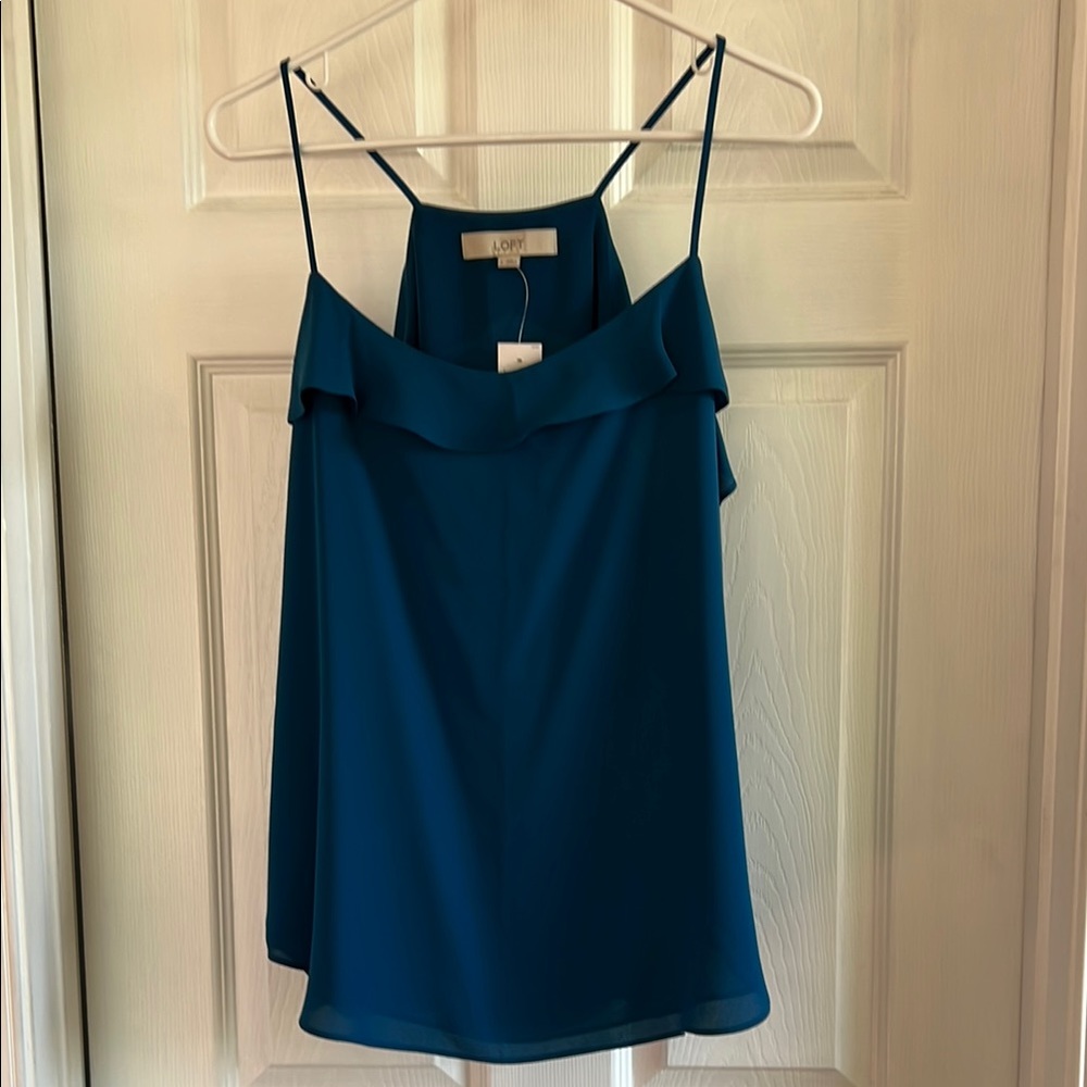 LOFT Blue Ruffled Backless Camisole